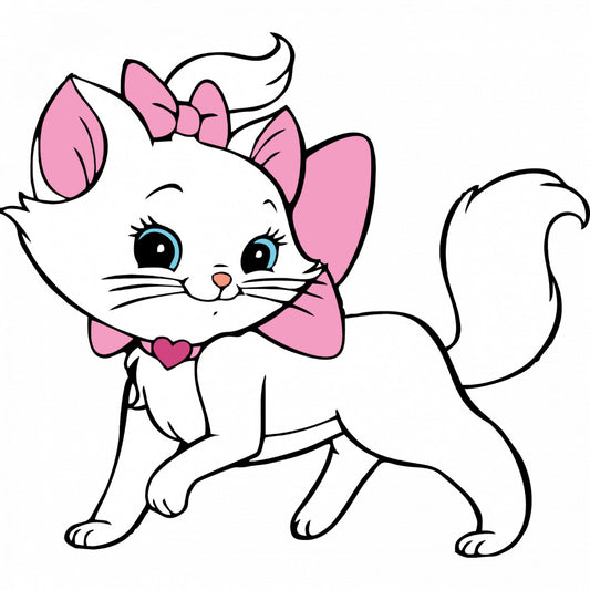 Set 5 bucati, Sticker decorativ, Marie The Aristocats Disney, Rezistent la apa, NO9981, 6 cm, Multicolor