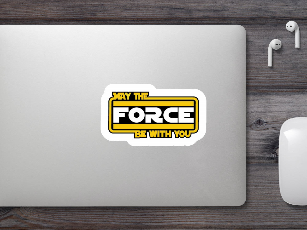 Set 5 bucati, Sticker decorativ, May the force be with you, Rezistent la apa, NO10017, 6 cm, Multicolor