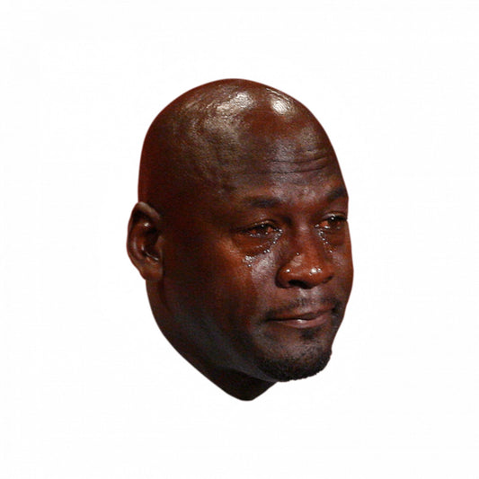 Set 5 bucati, Sticker decorativ, Meme Michael Jordan in lacrimi, Rezistent la apa, NO10038, 6 cm, Multicolor