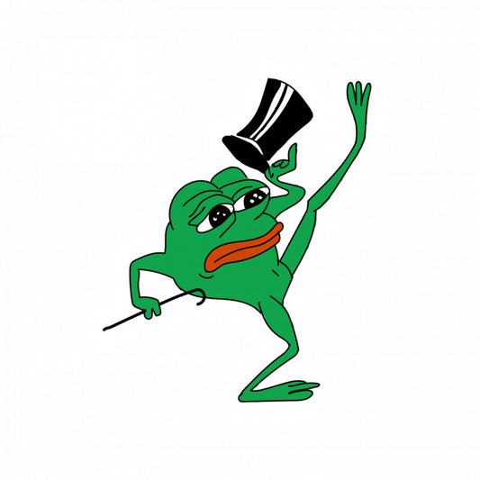 Set 5 bucati, Sticker decorativ, Meme Pepe the Frog dansand cu fata suparata, Rezistent la apa, NO10045, 6 cm, Multicolor