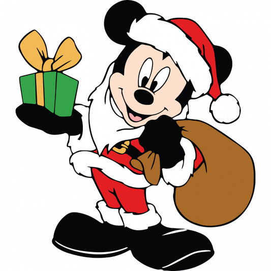 Set 5 bucati, Sticker decorativ, Mickey Mouse cu cadoul de craciun, Rezistent la apa, NO8101, 6 cm, Multicolor