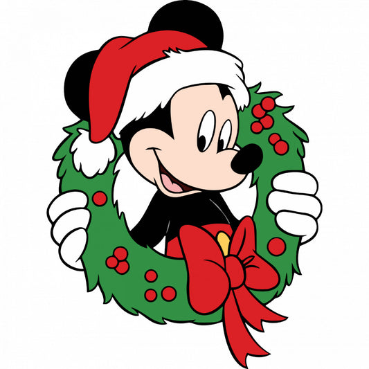 Set 5 bucati, Sticker decorativ, Mickey Mouse cu decoratiunile de craciun, Rezistent la apa, NO8103, 6 cm, Multicolor