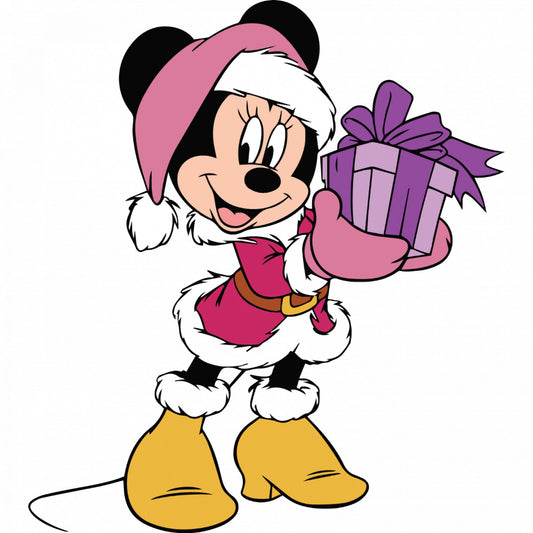 Set 5 bucati, Sticker decorativ, Minnie Mouse ofera un cadou special, Rezistent la apa, NO8153, 6 cm, Multicolor