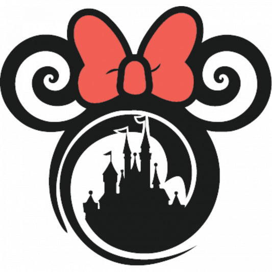 Set 5 bucati, Sticker decorativ, Minnie si castelul Disney, Rezistent la apa, NO8156, 6 cm, Multicolor