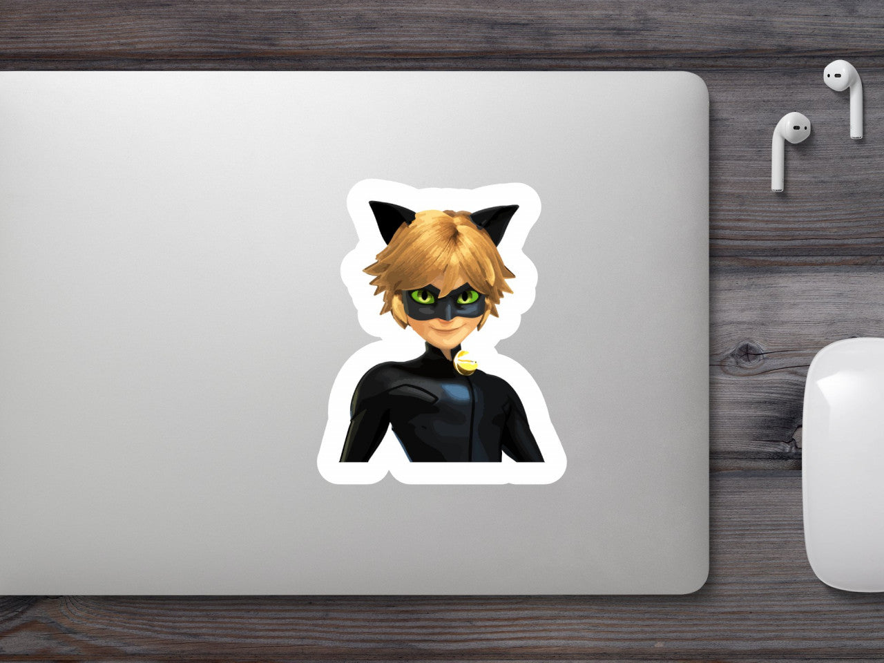 Set 5 bucati, Sticker decorativ, Miraculous Cat Noir, Rezistent la apa, NO8158, 6 cm, Multicolor