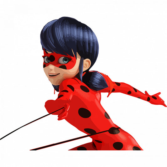 Set 5 bucati, Sticker decorativ, Miraculous Ladybug in lupta, Rezistent la apa, NO8162, 6 cm, Multicolor