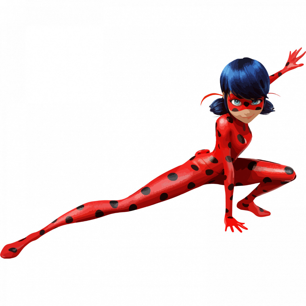 Set 5 bucati, Sticker decorativ, Miraculous Ladybug in pozitie de lupta, Rezistent la apa, NO8164, 6 cm, Multicolor