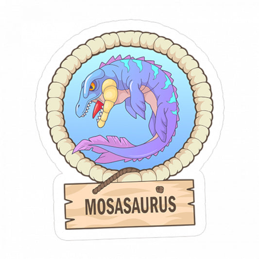 Set 5 bucati, Sticker decorativ, Mosasaurus dinozaur, Rezistent la apa, NO8188, 6 cm, Multicolor