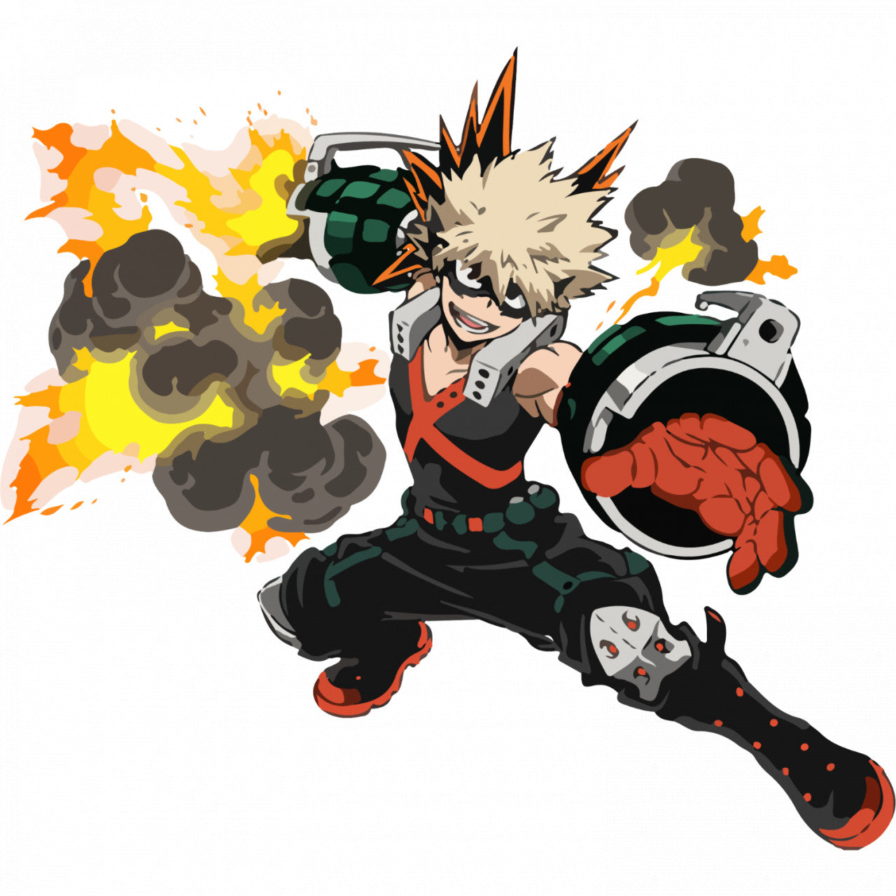 Set 5 bucati, Sticker decorativ, My Hero Academia Katsuki Bakugo in actiune anime, Rezistent la apa, NO8206, 6 cm, Multicolor