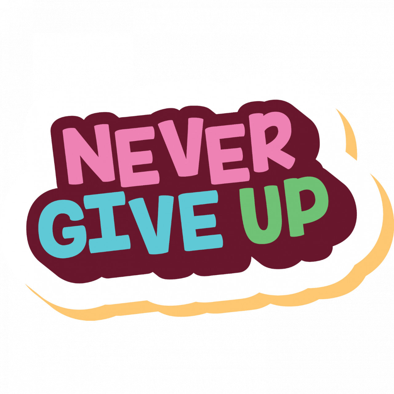 Set 5 bucati, Sticker decorativ, Never give up, Rezistent la apa, NO8244, 6 cm, Multicolor