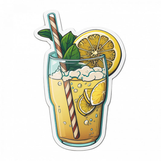 Set 5 bucati, Sticker decorativ, Pahar cu limonada cu menta, Rezistent la apa, NO10086, 6 cm, Multicolor