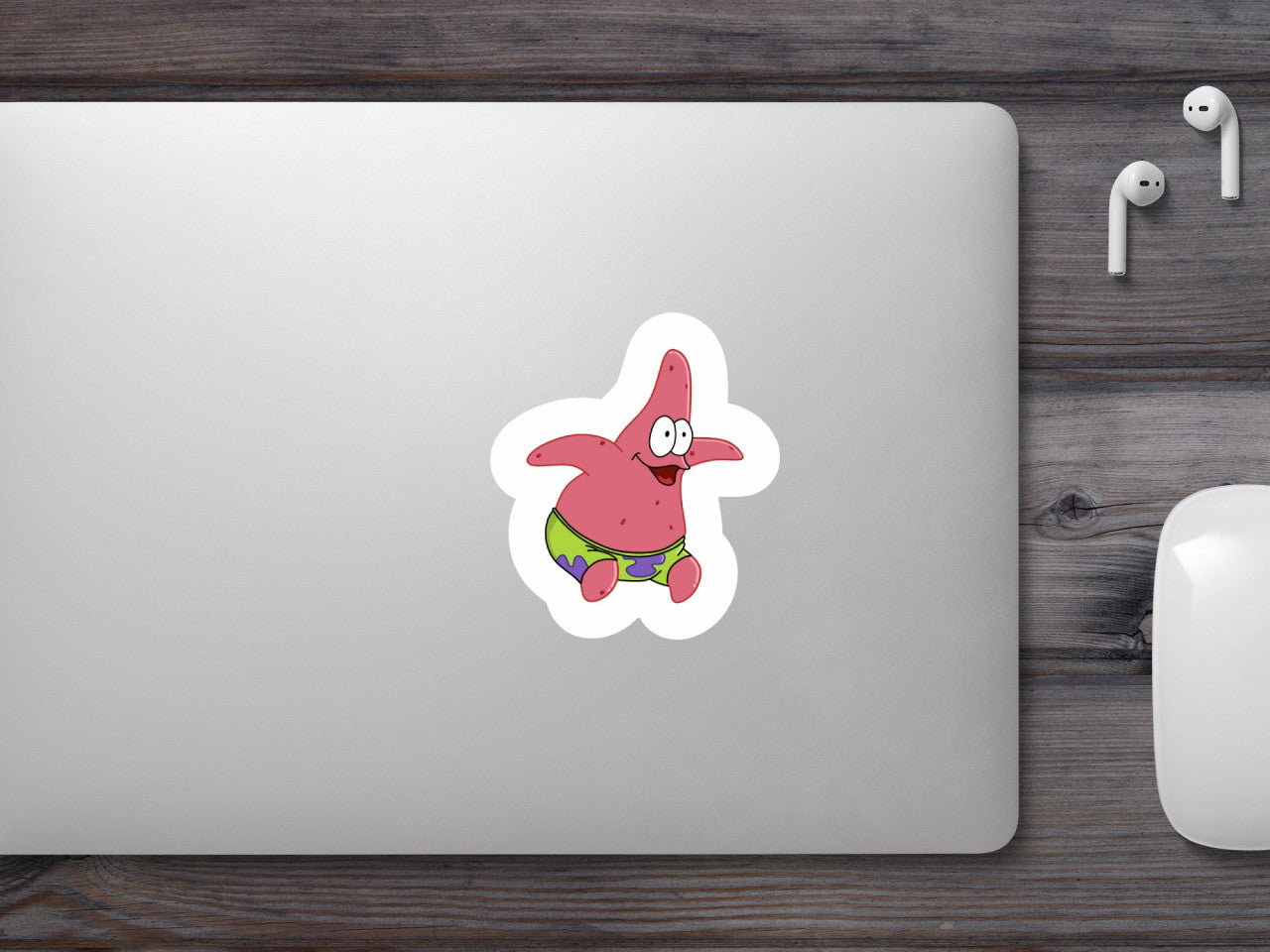 Set 5 bucati, Sticker decorativ, Patrick Star bucuros Meme, Rezistent la apa, NO10116, 6 cm, Multicolor