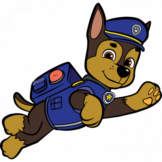 Set 5 bucati, Sticker decorativ, Paw Patrol Chase alearga, Rezistent la apa, NO10125, 6 cm, Multicolor