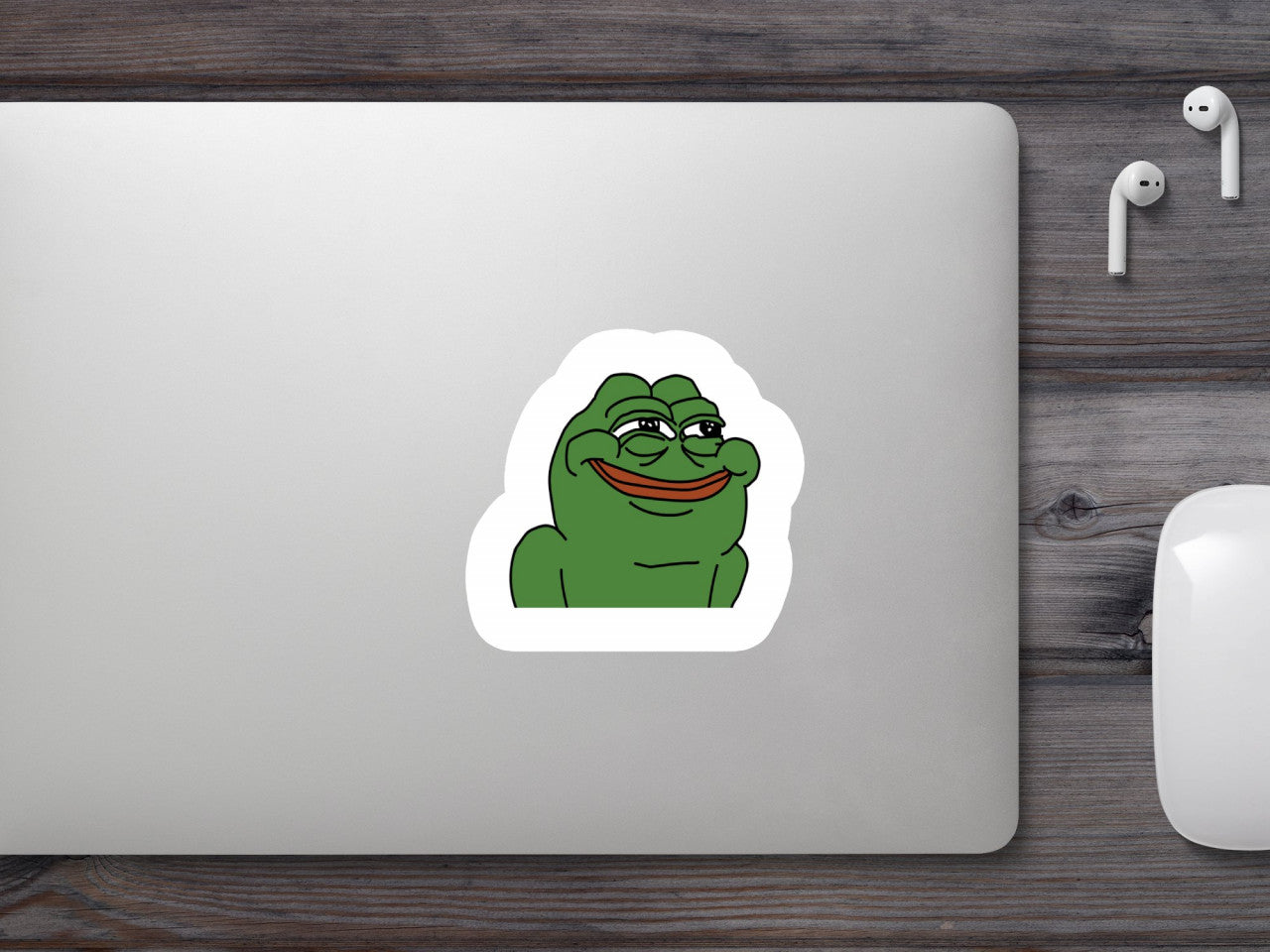 Set 5 bucati, Sticker decorativ, Pepe the Frog fericit, Rezistent la apa, NO10142, 6 cm, Multicolor