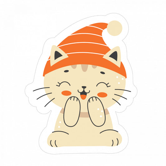 Set 5 bucati, Sticker decorativ, Pisica draguta, Rezistent la apa, NO10212, 6 cm, Multicolor