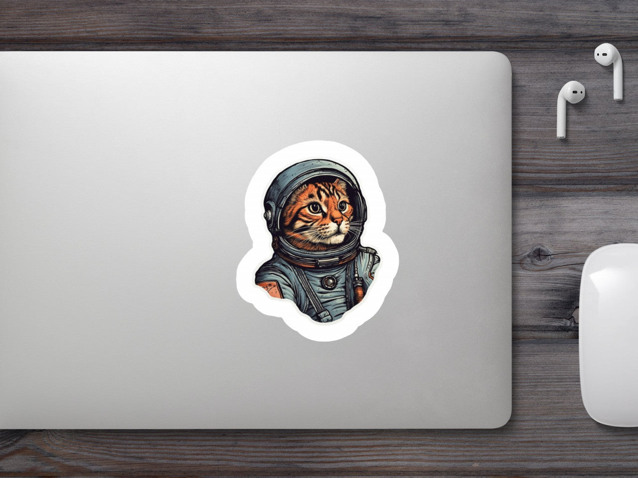 Set 5 bucati, Sticker decorativ, Pisica imbracata in astronaut, Rezistent la apa, NO10225, 6 cm, Multicolor