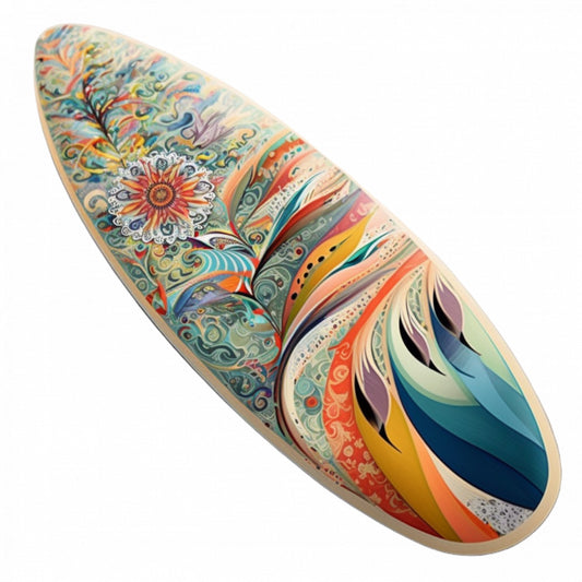 Set 5 bucati, Sticker decorativ, Placa de surf decorata cu flori, Rezistent la apa, NO7524, 6 cm, Multicolor