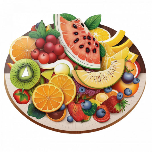 Set 5 bucati, Sticker decorativ, Platou cu fructe, Rezistent la apa, NO7528, 6 cm, Multicolor