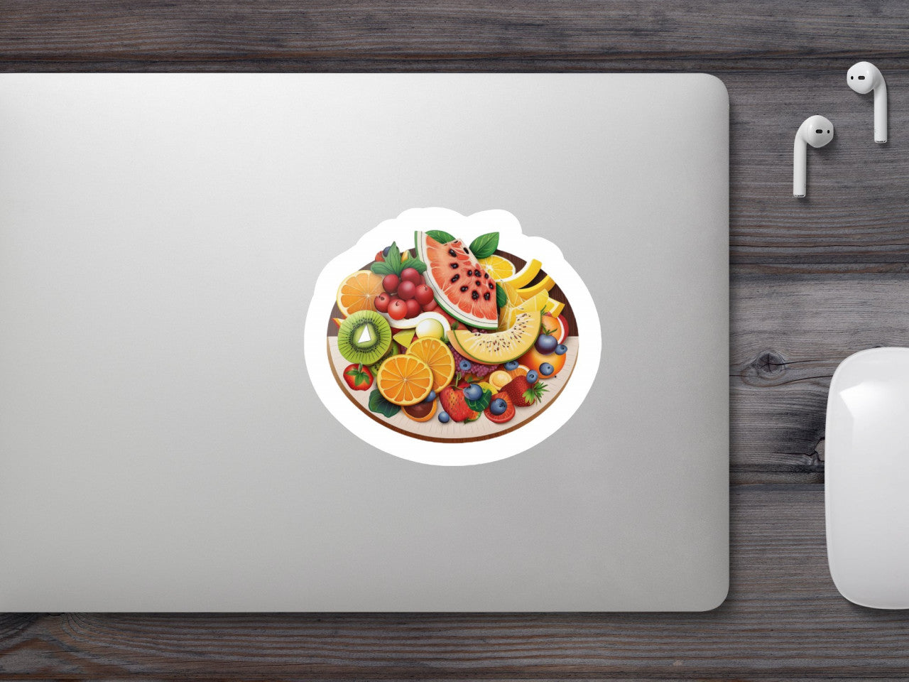 Set 5 bucati, Sticker decorativ, Platou cu fructe, Rezistent la apa, NO7528, 6 cm, Multicolor