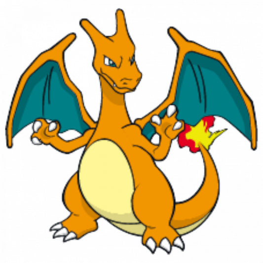 Set 5 bucati, Sticker decorativ, Pokemon Charizard cu coada de foc, Rezistent la apa, NO7554, 6 cm, Multicolor