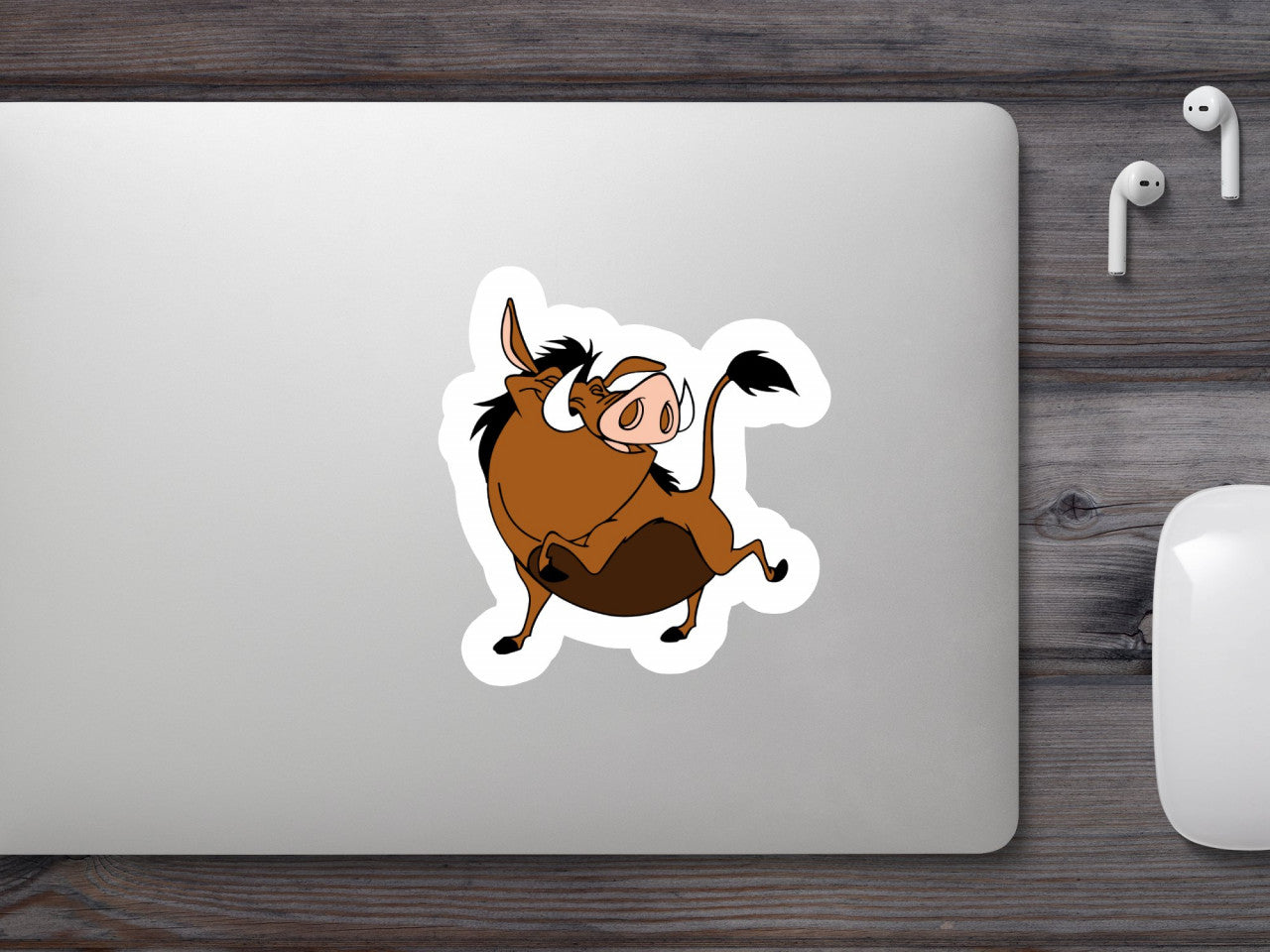 Set 5 bucati, Sticker decorativ, Pumbaa din Lion King fericit, Rezistent la apa, NO7743, 6 cm, Multicolor