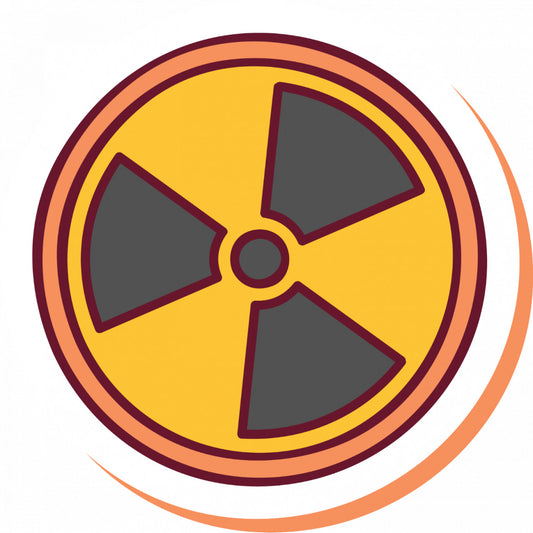 Set 5 bucati, Sticker decorativ, Radiatie nucleara simbol, Rezistent la apa, NO7751, 6 cm, Multicolor