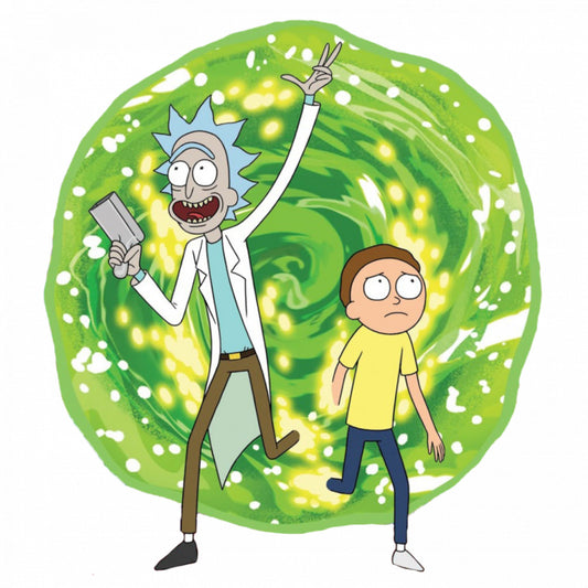 Set 5 bucati, Sticker decorativ, Rick and morty ies din portal, Rezistent la apa, NO7790, 6 cm, Multicolor