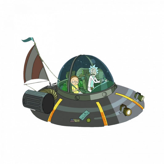 Set 5 bucati, Sticker decorativ, Rick and Morty in nava spatiala, Rezistent la apa, NO7792, 6 cm, Multicolor