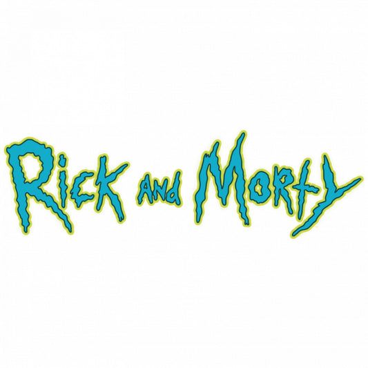 Set 5 bucati, Sticker decorativ, Rick and morty Logo, Rezistent la apa, NO7796, 6 cm, Multicolor