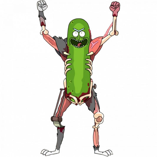 Set 5 bucati, Sticker decorativ, Rick and Morty Pickle Rick invingator, Rezistent la apa, NO7815, 6 cm, Multicolor
