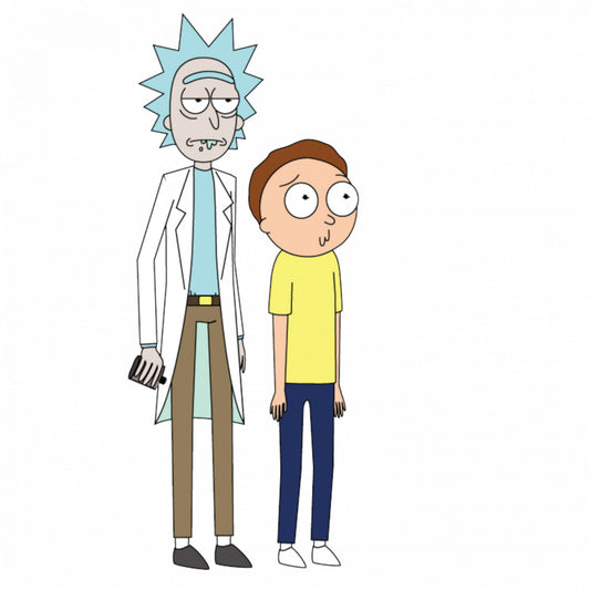 Set 5 bucati, Sticker decorativ, Rick and morty privesc uimiti, Rezistent la apa, NO7817, 6 cm, Multicolor