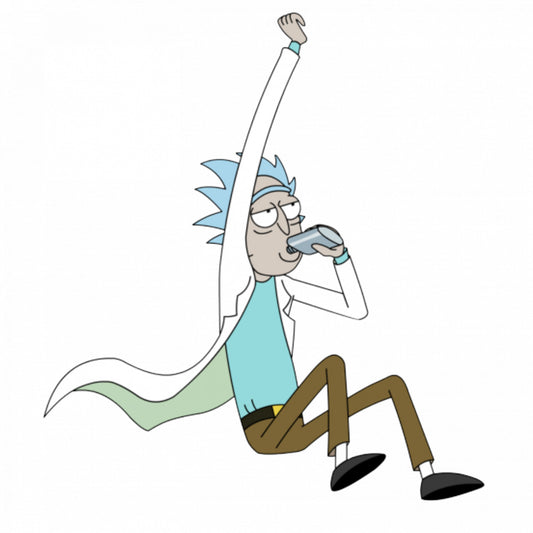 Set 5 bucati, Sticker decorativ, Rick and Morty Rick Sanchez bea, Rezistent la apa, NO7821, 6 cm, Multicolor