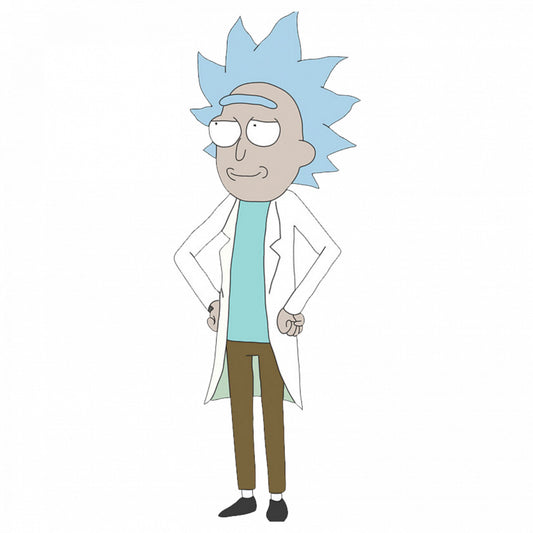 Set 5 bucati, Sticker decorativ, Rick and Morty Rick Sanchez mirat, Rezistent la apa, NO7824, 6 cm, Multicolor