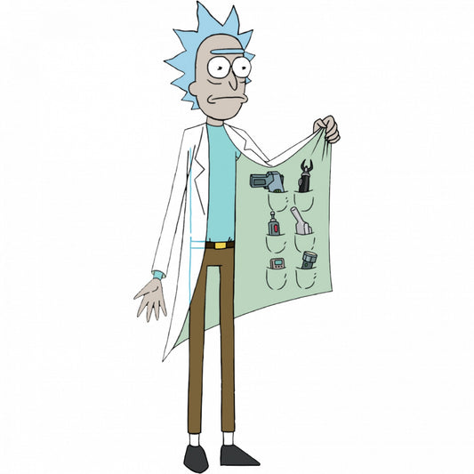 Set 5 bucati, Sticker decorativ, Rick and Morty Rick Sanchez, Rezistent la apa, NO7825, 6 cm, Multicolor