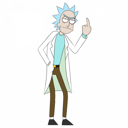 Set 5 bucati, Sticker decorativ, Rick and Morty Rick semn obscen, Rezistent la apa, NO7826, 6 cm, Multicolor