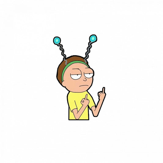 Set 5 bucati, Sticker decorativ, Rick and Morty semn obscen, Rezistent la apa, NO7834, 6 cm, Multicolor