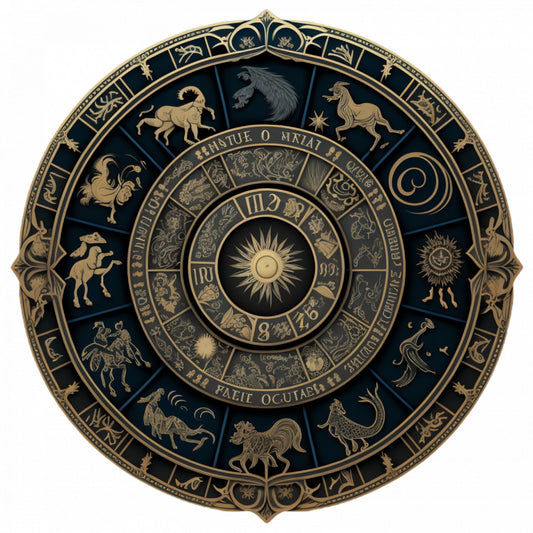 Set 5 bucati, Sticker decorativ, Roata semnelor de zodiac, Rezistent la apa, NO7852, 6 cm, Multicolor