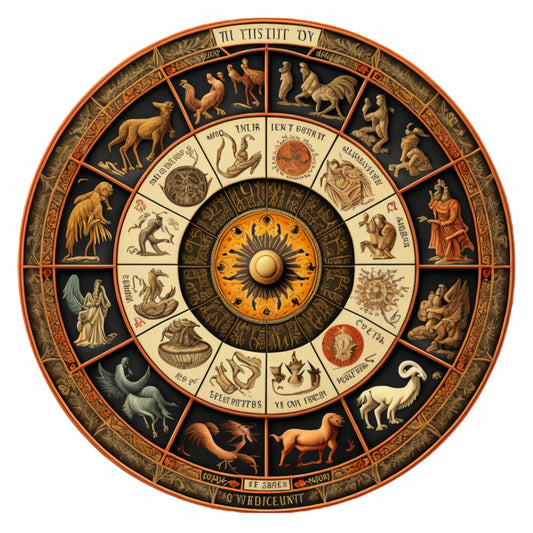 Set 5 bucati, Sticker decorativ, Roata zodiac, Rezistent la apa, NO7854, 6 cm, Multicolor