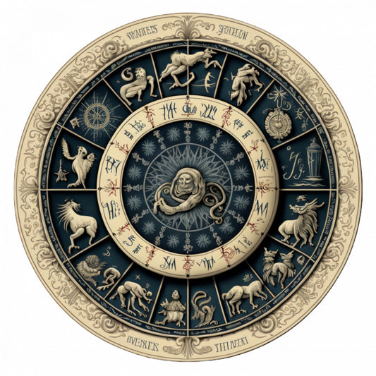 Set 5 bucati, Sticker decorativ, Roata zodiacului, Rezistent la apa, NO7856, 6 cm, Multicolor