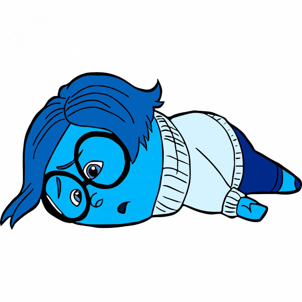 Set 5 bucati, Sticker decorativ, Sadness Disney Inside Out epuizata, Rezistent la apa, NO7877, 6 cm, Multicolor