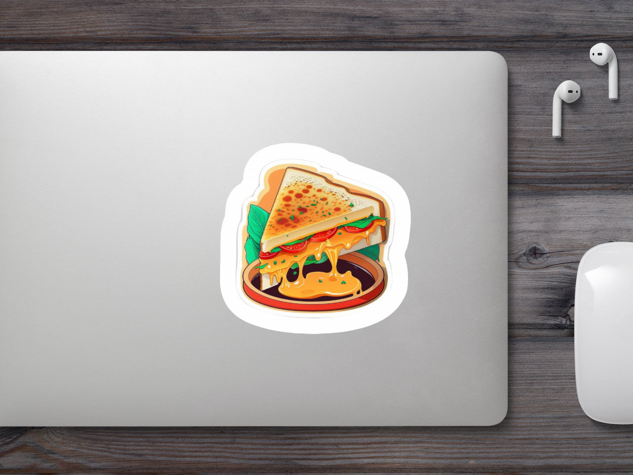 Set 5 bucati, Sticker decorativ, Sandwich cu branza calda, Rezistent la apa, NO7882, 6 cm, Multicolor