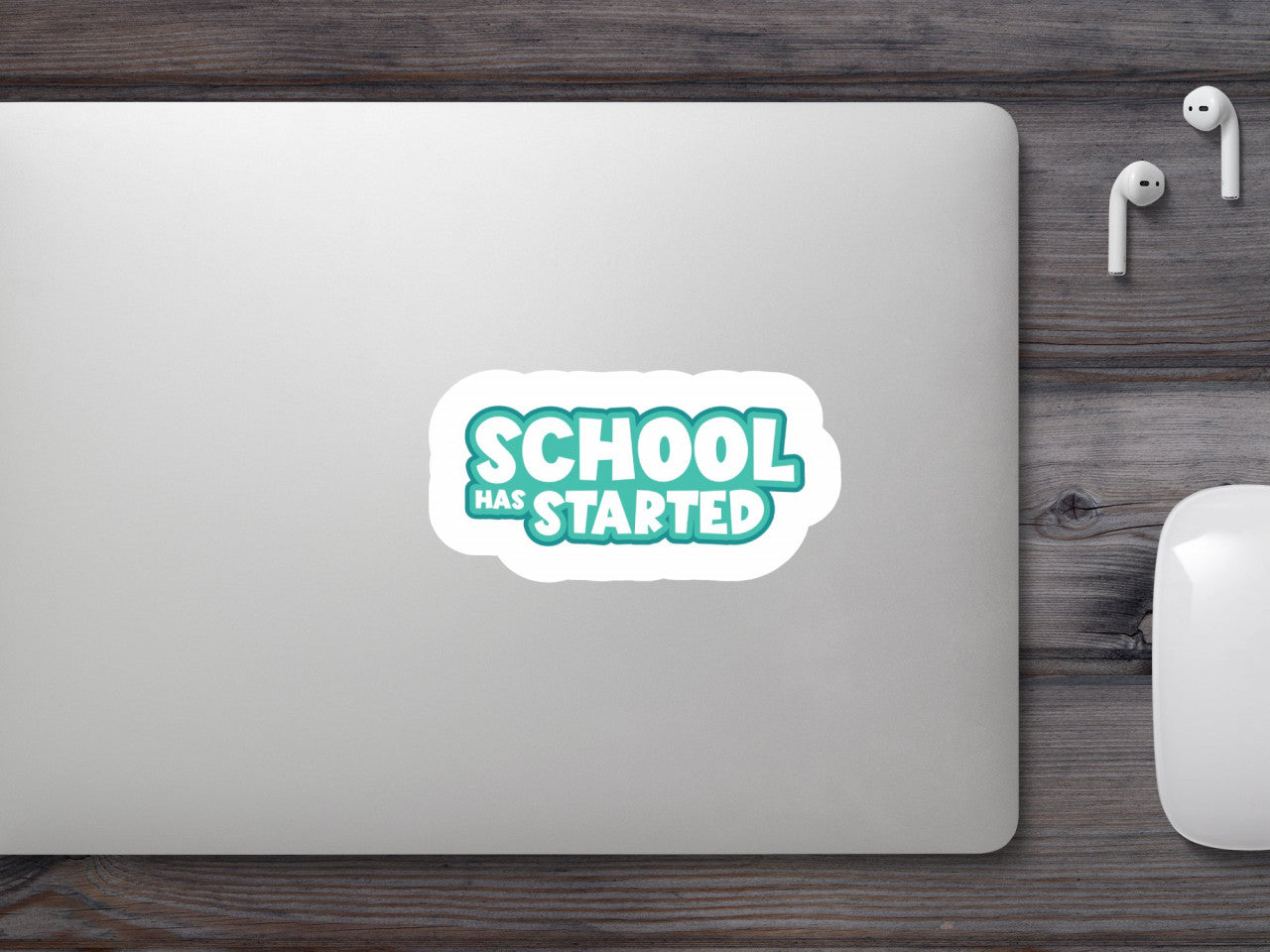 Set 5 bucati, Sticker decorativ, School has started, Rezistent la apa, NO8361, 6 cm, Multicolor