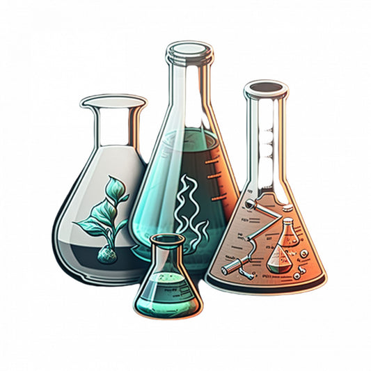 Set 5 bucati, Sticker decorativ, Set de chimie, Rezistent la apa, NO9712, 6 cm, Multicolor