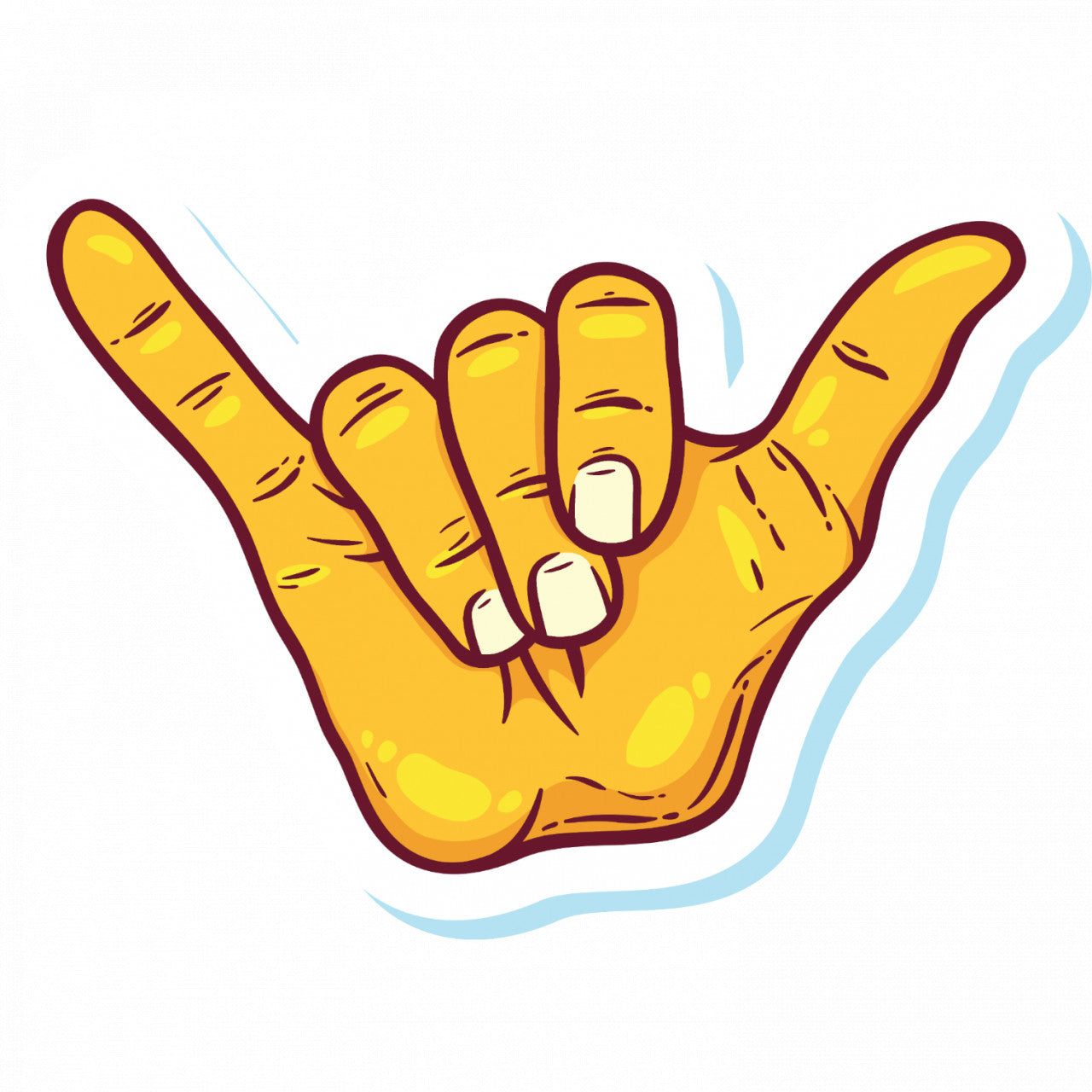 Set 5 bucati, Sticker decorativ, Shaka semn Emoji Stai Liber, Rezistent la apa, NO8425, 6 cm, Multicolor