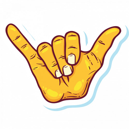 Set 5 bucati, Sticker decorativ, Shaka semn Emoji Stai Liber, Rezistent la apa, NO8425, 6 cm, Multicolor