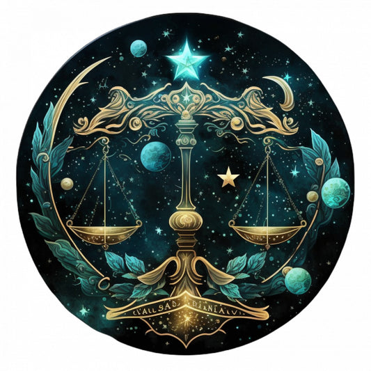 Set 5 bucati, Sticker decorativ, Simbol pentru zodia Balanta, Rezistent la apa, NO8989, 6 cm, Multicolor