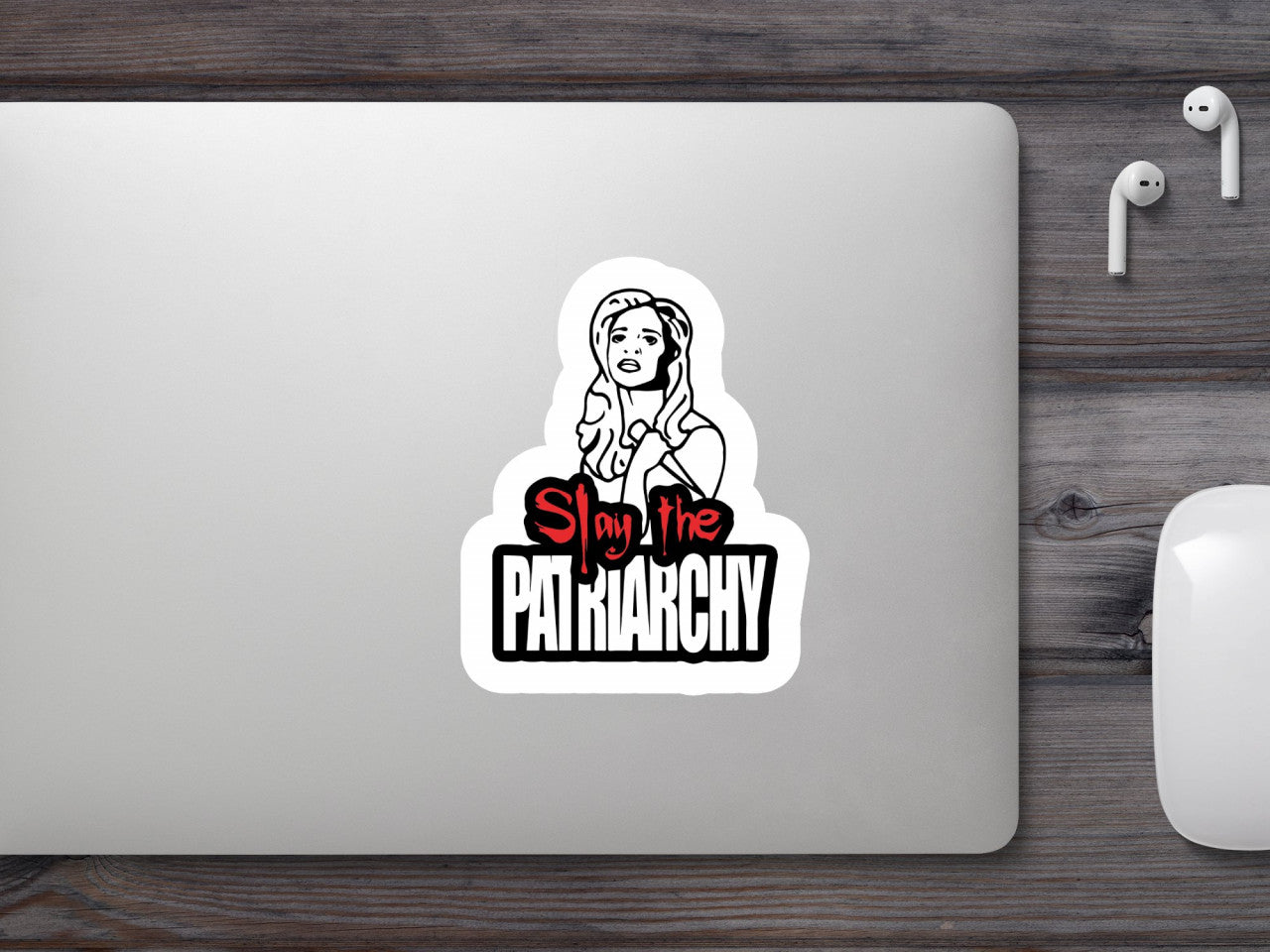 Set 5 bucati, Sticker decorativ, Slay The Patriarchy, Rezistent la apa, NO8737, 6 cm, Multicolor