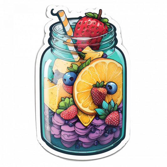 Set 5 bucati, Sticker decorativ, Smoothie cu fructe, Rezistent la apa, NO9615, 6 cm, Multicolor