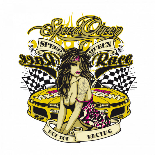 Set 5 bucati, Sticker decorativ, Speed Queen, Rezistent la apa, NO8255, 6 cm, Multicolor