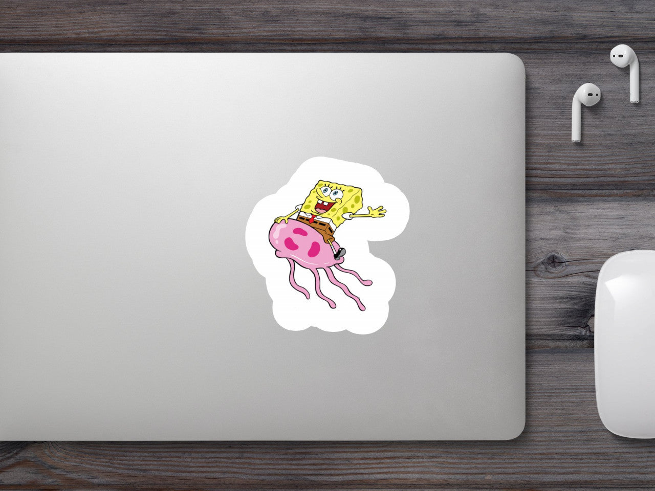 Set 5 bucati, Sticker decorativ, SpongeBob alunecos Meme, Rezistent la apa, NO8315, 6 cm, Multicolor